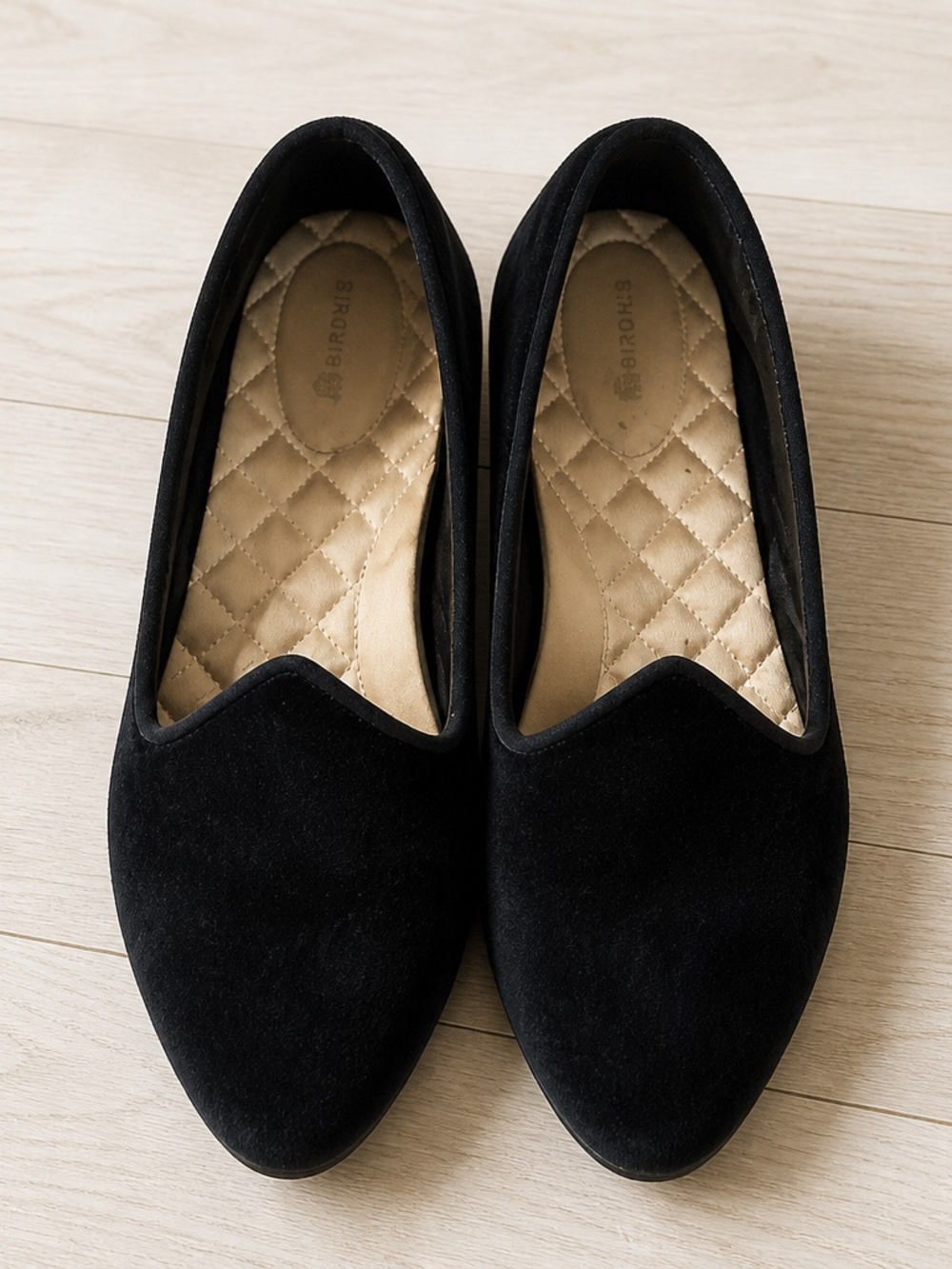 BIRDIES Black Velvet Flats—“The Heron” Size 9